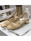 Dior x Moi Slingback Pumps 3.5cm in Gold Cannage Embroidered Mesh 2021