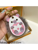 Louis Vuitton Hedgehog Fur Bag Charm and Key Holder Pink/Grey 2021