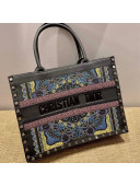 Dior Small Book Tote Bag in Black In Lights Embroidered Leather 2021