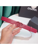 Chanel Leather Belt 30mm with Matte CC Buckle Burgundy 2020