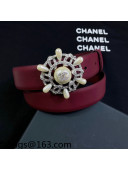 Chanel Calf Leather Belt 3cm with Circle Buckle Red 2021 110834