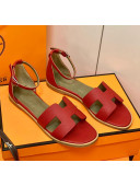Hermes Santorini Sandal in Grainy Epsom Calfskin Red 2021(Handmand)