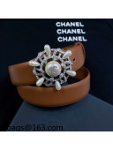 Chanel Calf Leather Belt 3cm with Circle Buckle Brown 2021 110835
