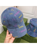 Chanel Logo Allover Baseball Hat Blue 2022 031047