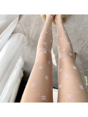 Chanel Mesh CC Embroidered Tights White 2020