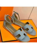 Hermes Santorini Sandal in Grainy Epsom Calfskin Grey 2021(Handmand)