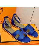 Hermes Santorini Sandal in Grainy Epsom Calfskin Blue 02 2021(Handmand)