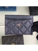 Chanel Iridescent Quilted Grained Calfskin Small Card Holder Black/Silver