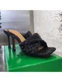 Bottega Veneta Stretch Woven Raffia High-Heel Sandals 9cm Black 05 2021