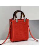 Fendi Mini Sunshine Medium Shopper Tote Bag in Red Texture FF Fabric 2021 8527