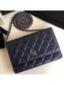 Chanel Quilting Lambskin Wallet on Chain WOC Bag Blue (Silver-tone Metal)