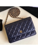 Chanel Quilting Lambskin Wallet on Chain WOC Bag Blue (Gold-tone Metal)