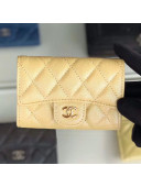 Chanel Iridescent Quilted Grained Calfskin Classic Flap Coin Purse Yellow/Gold