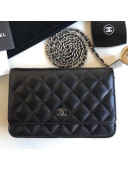 Chanel Quilting Lambskin Wallet on Chain WOC Bag Black(Silver-tone Metal)