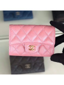 Chanel Iridescent Quilted Grained Calfskin Classic Flap Coin Purse Pink/Gold