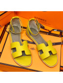 Hermes Santorini Sandal in Grainy Epsom Calfskin Yellow 2021(Handmand)