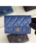 Chanel Iridescent Quilted Grained Calfskin Classic Flap Coin Purse Blue/Gold
