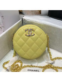 Chanel Quilted Lambskin Round Clutch with Chain and Colored Crystal CC Charm AP1944 Yellow 2020