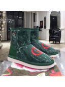 Gucci Shearling Wool PVC Short Boots with Interlocking G Green 2021