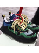 Off-White C/O ODSY-1000  Mesh and Calfskin Sneakers Dark Green 2019 (For Women and Men)