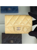 Chanel Iridescent Quilted Grained Calfskin Classic Flap Coin Purse Yellow/Silver