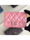 Chanel Iridescent Quilted Grained Calfskin Classic Flap Coin Purse Pink/Silver
