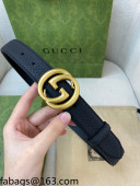 Gucci Classic Togo Leather Belt 3cm with Interlocking G Buckle Black/Gold 2021 110816