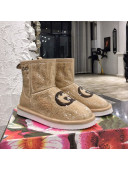 Gucci Shearling Wool PVC Short Boots with Interlocking G Beige 2021
