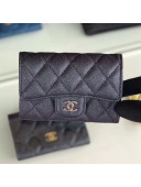 Chanel Iridescent Quilted Grained Calfskin Classic Flap Coin Purse Black/Silver