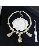 Chanel Pearl Short Necklace White 01 2019