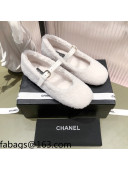 Chanel Shearling Mary Janes Flats White 2021 112223