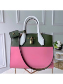 Louis Vuitton City Steamer MM Bag In Smooth Calfskin M42188 Pink/Green
