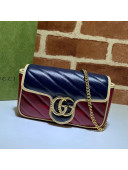 Gucci GG Marmont Leather Super Mini Bag ‎574969 Navy Blue/Ruby Red 2021