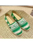 Dior Granville Espadrilles in Green D-Stripes Embroidered Cotton 2021