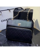 Chanel Grained Leather Pocket Flap Shoulder Bag Black 2019
