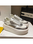 MM6 Silk Suede Platform Sneakers White/Silver 2021