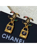 Chanel Chain Leather CC Lock Short Earrings AB3020 2019
