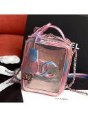 Chanel Iridescent PVC Vanity Case AS0988 Pink 2019