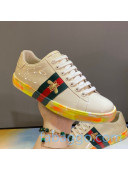 Gucci Ace Patent Leather Sneakers with Luminous Print Sole White 02 (For Women and Men)