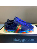 Gucci Ace Patent Leather Sneakers with Luminous Print Sole Navy Blue 03 (For Women and Men)