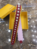 Fendi Pearl Charm and Waved Leather Strap You Shoulder Strap 90cm Red 2019