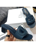 Dior Calfskin D-CLUB Mule Sandals With 4.5cm Heel Denim Blue  2020