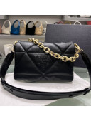 Prada Padded Nappa Leather Shoulder Bag 1BD306 Black/Gold 2021