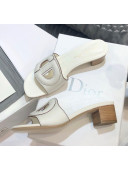 Dior Calfskin D-CLUB Mule Sandals With 4.5cm Heel White 2020