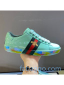 Gucci Ace Patent Leather Sneakers with Luminous Print Sole Light Green (For Women and Men)