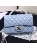 Chanel Quilted Lambskin Mini Classic Flap Bag A01116 Light Blue/Gold 