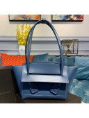 Bottega Veneta Arco Small Smooth Calfskin Maxi Weave Top Handle Bag Blue 2019
