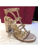 Valentino Rockstud Calfskin Ankle Strap Sandals 9.5cm Gold 2021 10