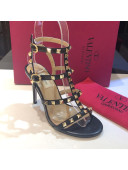 Valentino Rockstud Calfskin Ankle Strap Sandals 9.5cm Black 2021 17