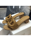 Dior Calfskin D-CLUB Mule Sandals With 4.5cm Heel Brown 2020